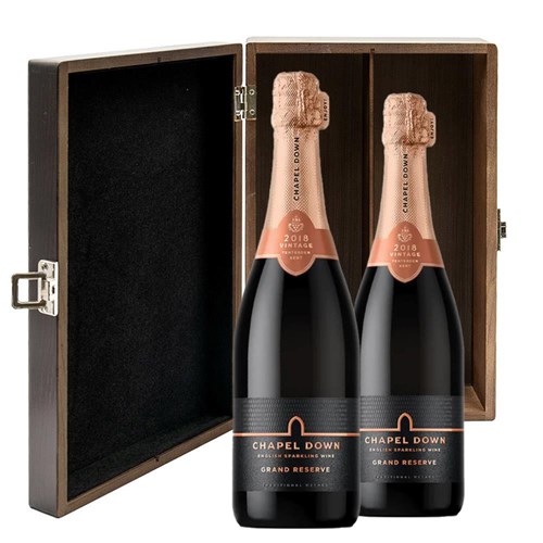 Chapel Down Grand Reserve Brut English Sparkling 75cl Double Elm Wood Gift Boxed (2x75cl)